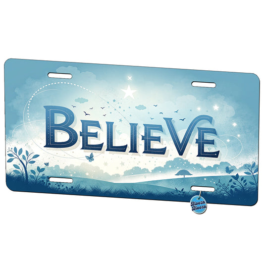 Believe Inspirational Religious Metal Vanity Novelty Tag License Plate for Trucks Cars SUVs