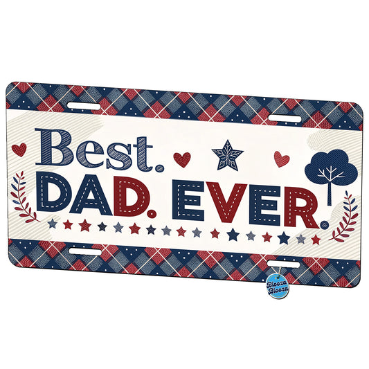 Best Dad Ever Plaid Father's Day Metal Vanity Novelty Tag License Plate for Trucks Cars SUVs