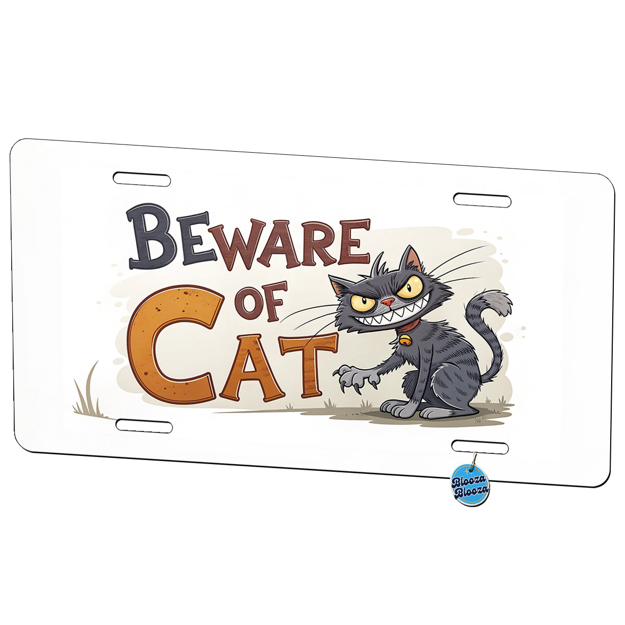 Beware Of Cat Funny Metal Vanity Novelty Tag License Plate for Trucks Cars SUVs