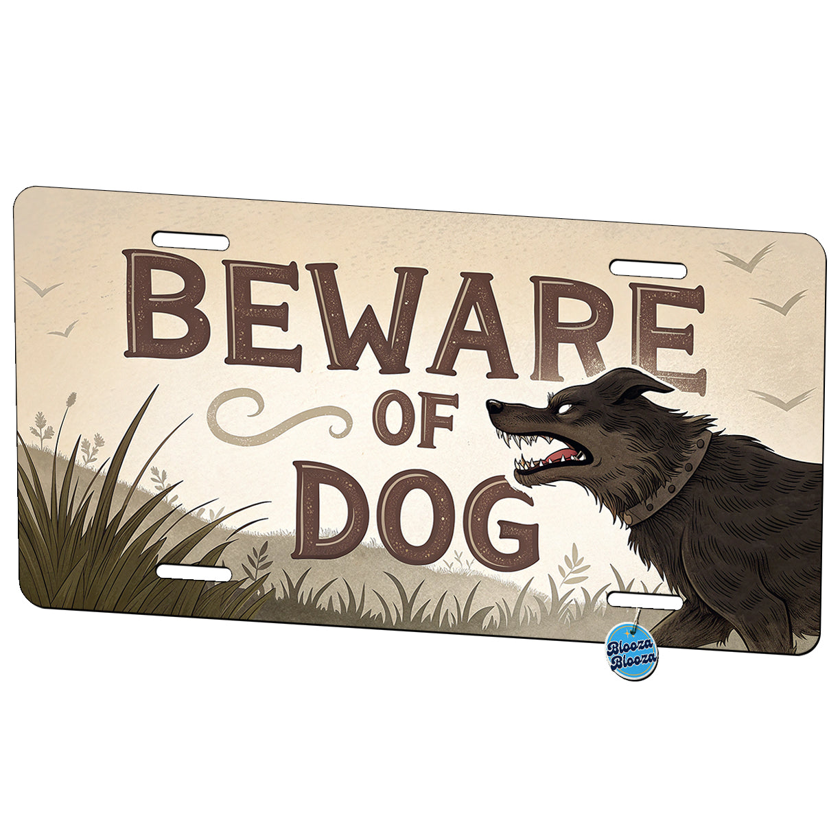 Beware Of Dog Mean Metal Vanity Novelty Tag License Plate for Trucks Cars SUVs