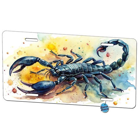 Black Scorpion Watercolor Metal Vanity Novelty Tag License Plate for Trucks Cars SUVs