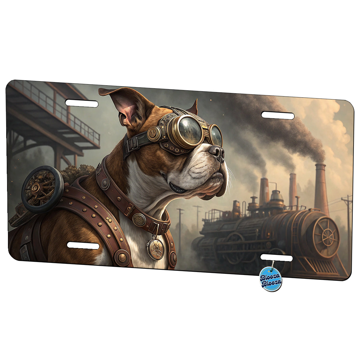 Boxer Dog Steampunk Metal Vanity Novelty Tag License Plate for Trucks Cars SUVs