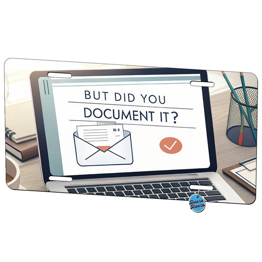 But Did You Document It Laptop Email Funny Metal Vanity Novelty Tag License Plate for Trucks Cars SUVs