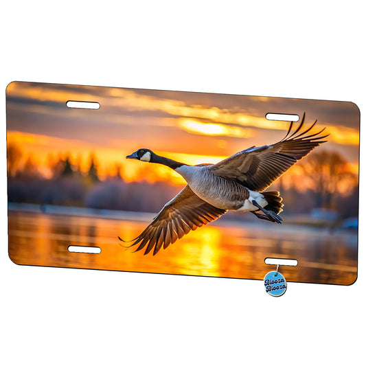 Canada Canadian Goose In Flight At Sunset Metal Vanity Novelty Tag License Plate for Trucks Cars SUVs