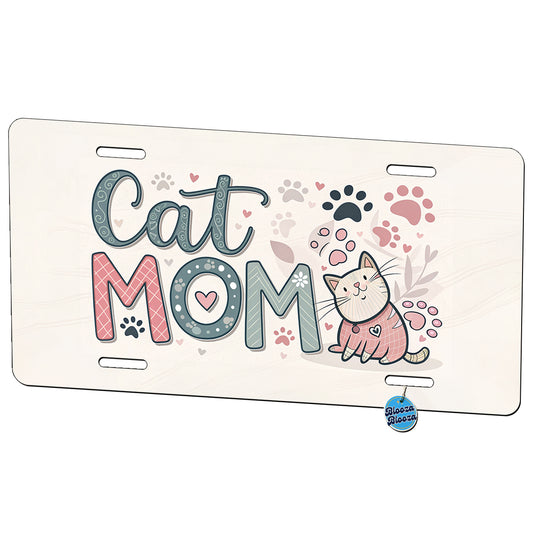 Cat Mom Cute Metal Vanity Novelty Tag License Plate for Trucks Cars SUVs