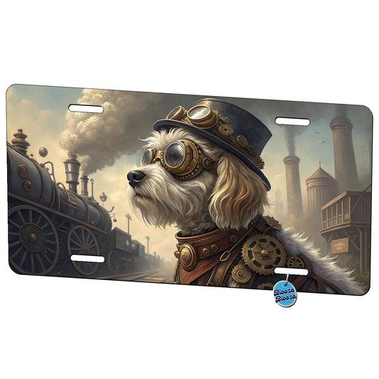 Cavachon Dog Steampunk Metal Vanity Novelty Tag License Plate for Trucks Cars SUVs