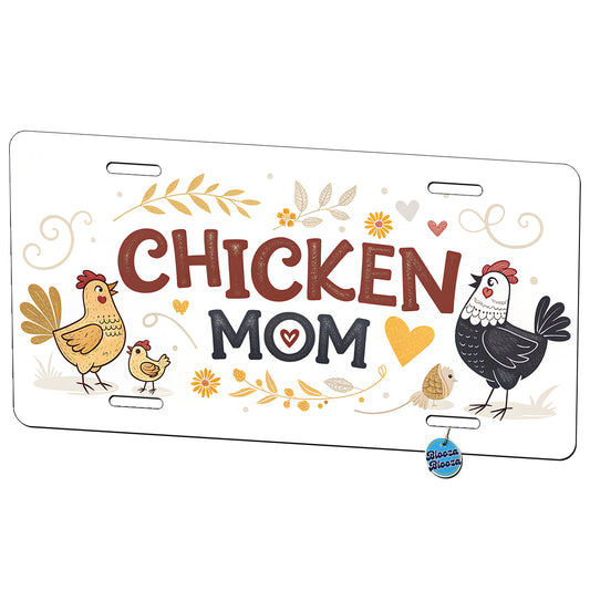 Chicken Mom Cute Funny Metal Vanity Novelty Tag License Plate for Trucks Cars SUVs