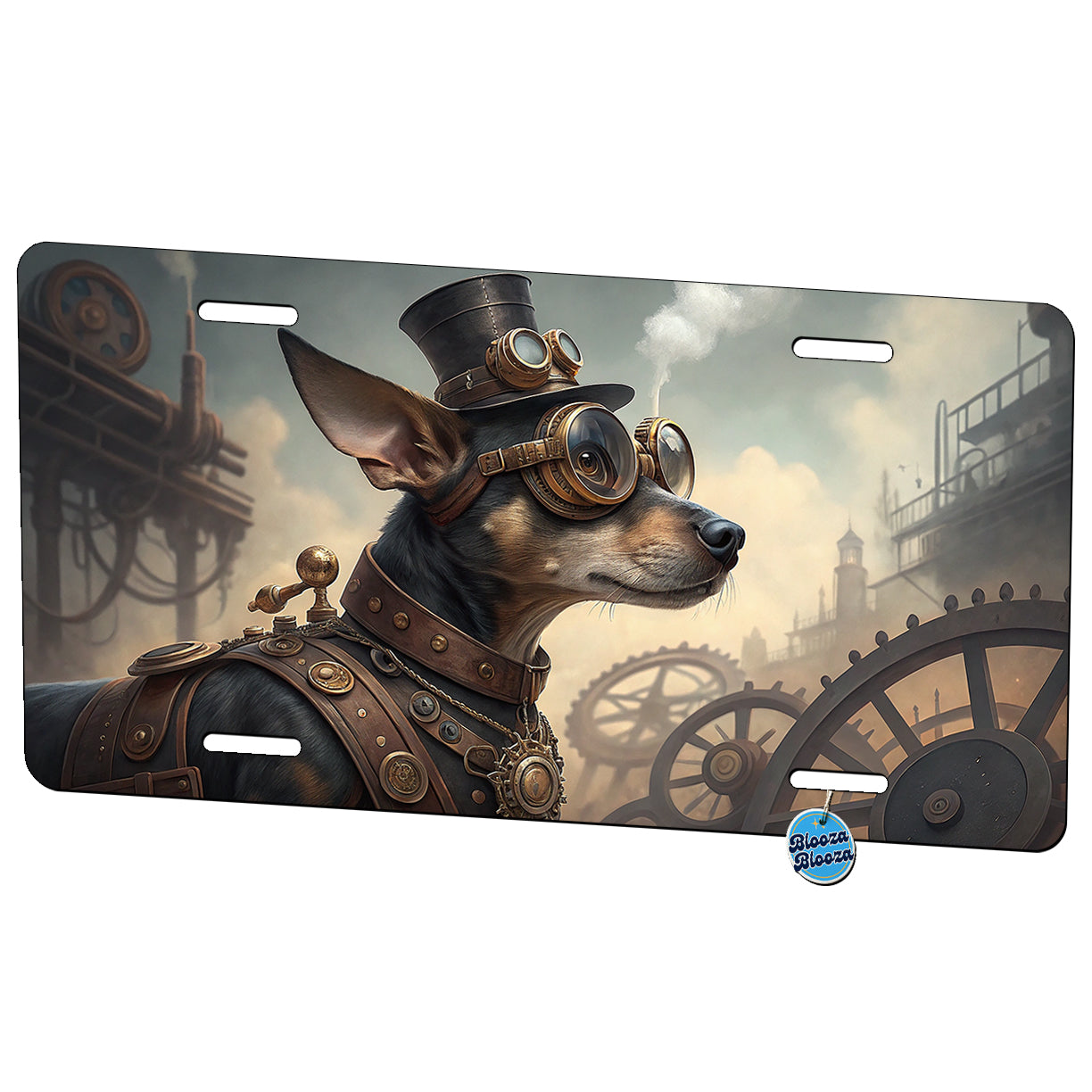 Chiweenie Dog Steampunk Metal Vanity Novelty Tag License Plate for Trucks Cars SUVs