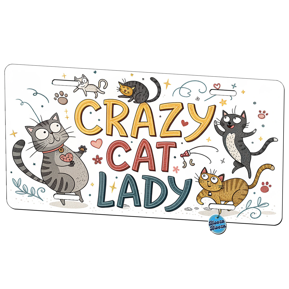Crazy Cat Lady Funny Humorous Metal Vanity Novelty Tag License Plate for Trucks Cars SUVs