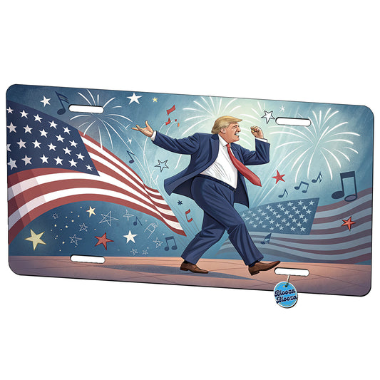 Dancing Patriotic Donald Trump Funny Metal Vanity Novelty Tag License Plate for Trucks Cars SUVs