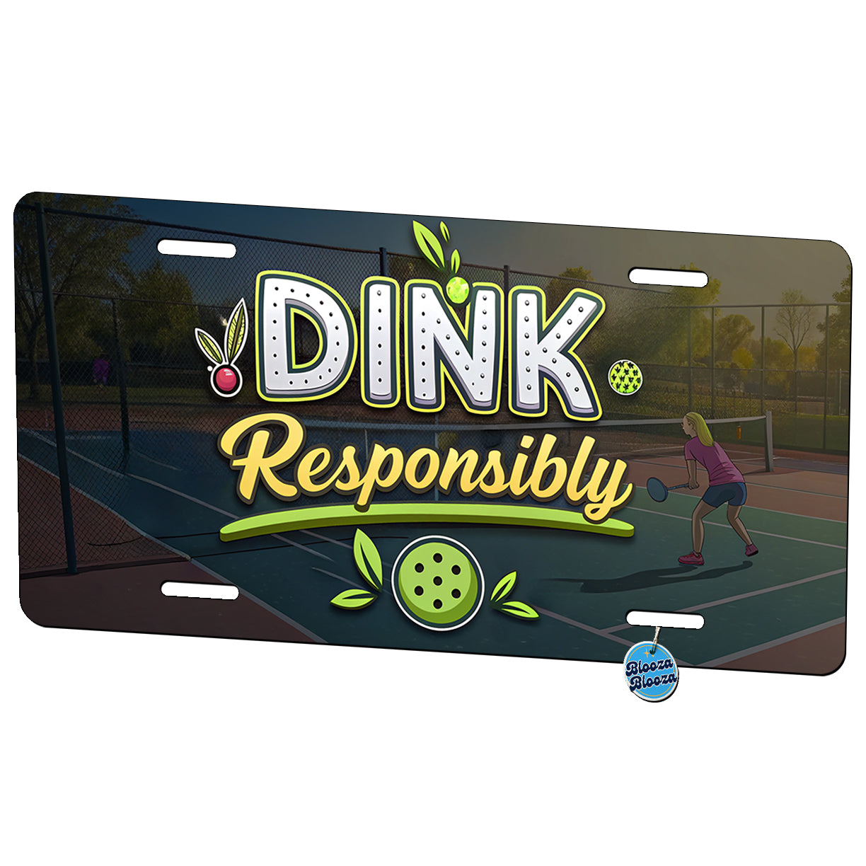 Dink Responsibly Pickleball Funny Saying Metal Vanity Novelty Tag License Plate for Trucks Cars SUVs