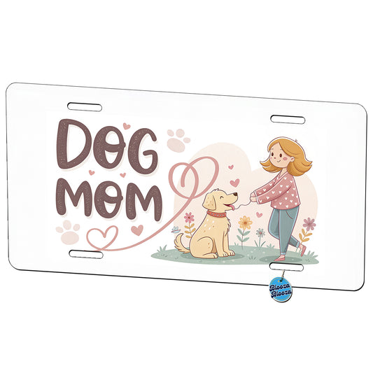 Dog Mom Cartoon Metal Vanity Novelty Tag License Plate for Trucks Cars SUVs