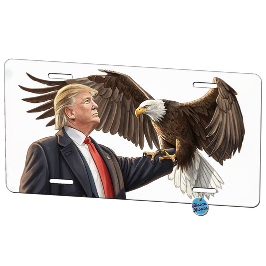 Donald Trump Holding A Bald Eagle Funny Metal Vanity Novelty Tag License Plate for Trucks Cars SUVs