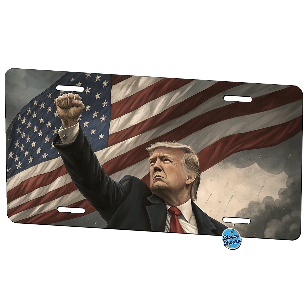 Donald Trump With Fist In The Air Patriotic Fight Metal Vanity Novelty Tag License Plate for Trucks Cars SUVs