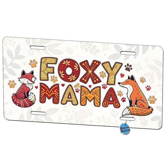 Foxy Mama Cute Fox Foxes Theme Metal Vanity Novelty Tag License Plate for Trucks Cars SUVs
