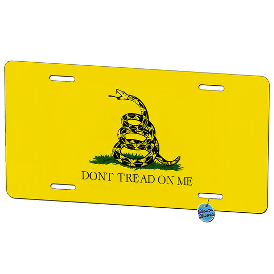 Gadsden Flag Don't Tread On Me Rattlesnake Metal Vanity Novelty Tag License Plate for Trucks Cars SUVs
