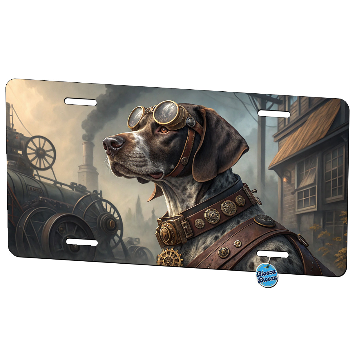 German Shorthaired Pointer Dog Steampunk Metal Vanity Novelty Tag License Plate for Trucks Cars SUVs