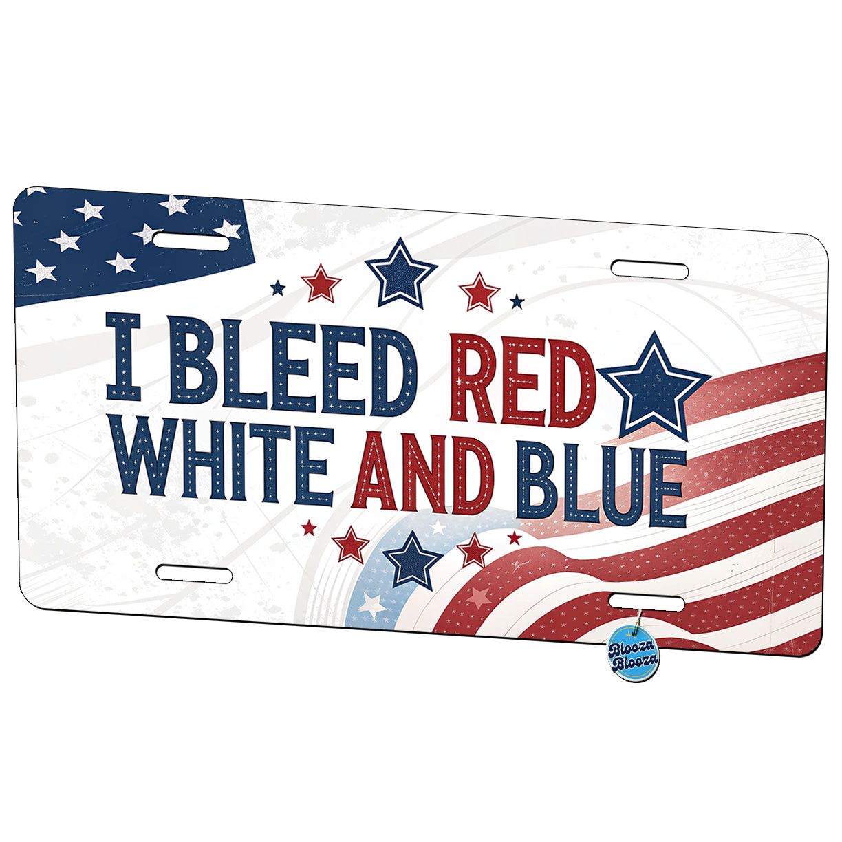 I Bleed Red White And Blue Patriotic American Metal Vanity Novelty Tag License Plate for Trucks Cars SUVs