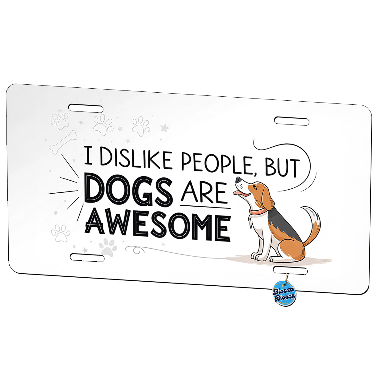 I Dislike People But Dogs Are Awesome Funny Metal Vanity Novelty Tag License Plate for Trucks Cars SUVs