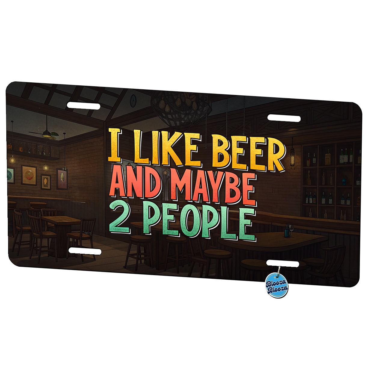 I Like Beer And Maybe 2 People Funny Metal Vanity Novelty Tag License Plate for Trucks Cars SUVs