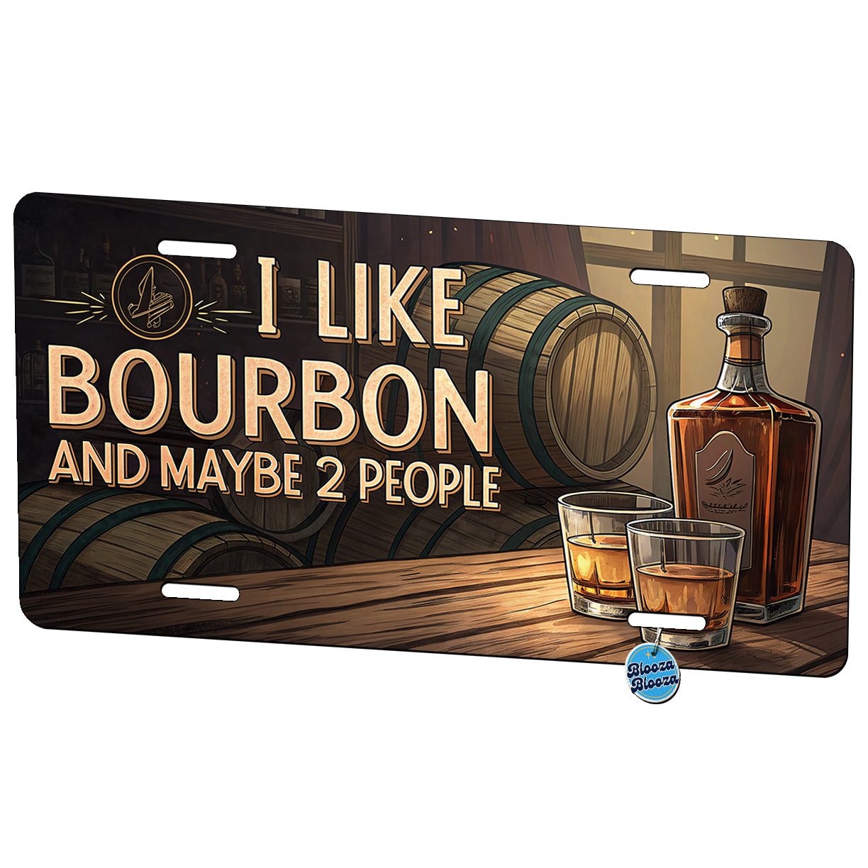 I Like Bourbon And Maybe 2 People Funny Metal Vanity Novelty Tag License Plate for Trucks Cars SUVs