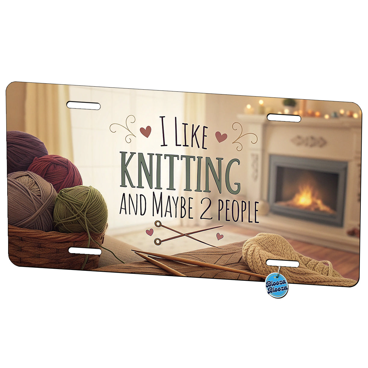 I Like Knitting And Maybe 2 People Funny Metal Vanity Novelty Tag License Plate for Trucks Cars SUVs
