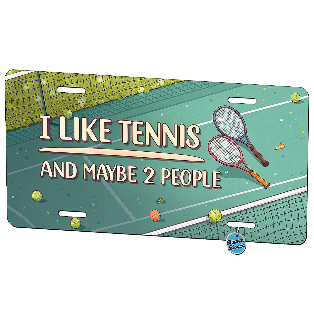 I Like Tennis And Maybe 2 People Funny Metal Vanity Novelty Tag License Plate for Trucks Cars SUVs