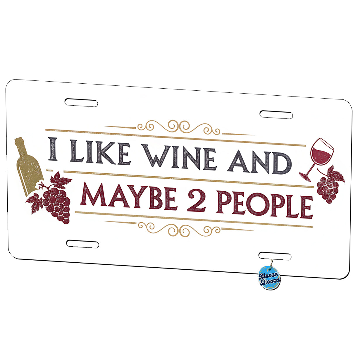 I Like Wine And Maybe 2 People Funny Metal Vanity Novelty Tag License Plate for Trucks Cars SUVs