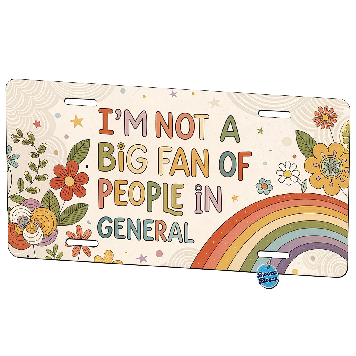 I'm Not A Big Fan Of People In General Funny Hippie Metal Vanity Novelty Tag License Plate for Trucks Cars SUVs
