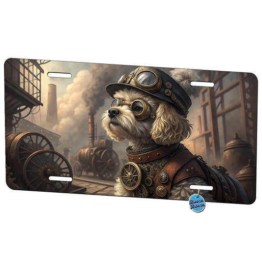Maltipoo Dog Steampunk Metal Vanity Novelty Tag License Plate for Trucks Cars SUVs