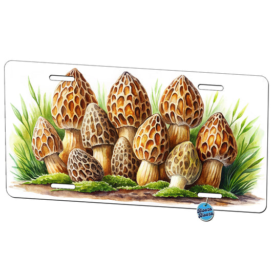 Morel Mushrooms Morchella Watercolor Metal Vanity Novelty Tag License Plate for Trucks Cars SUVs