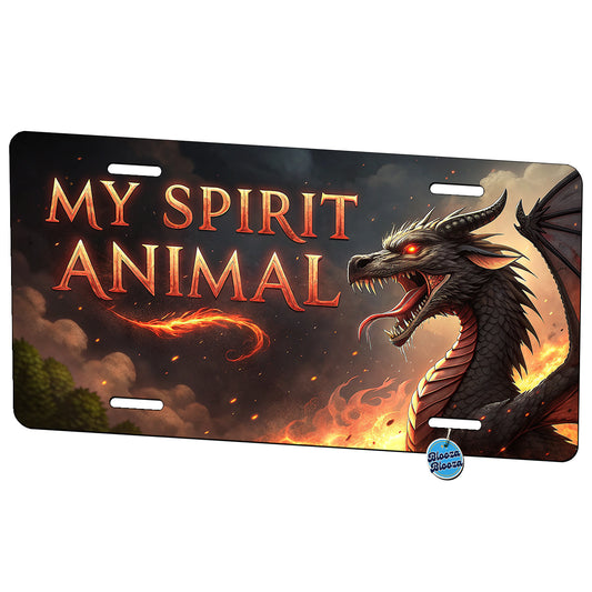 My Spirit Animal Fierce Dragon Funny Metal Vanity Novelty Tag License Plate for Trucks Cars SUVs