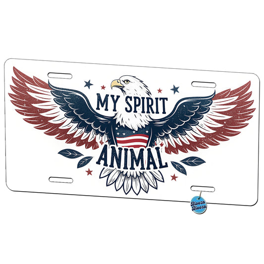 My Spirit Animal Patriotic American Bald Eagle Metal Vanity Novelty Tag License Plate for Trucks Cars SUVs