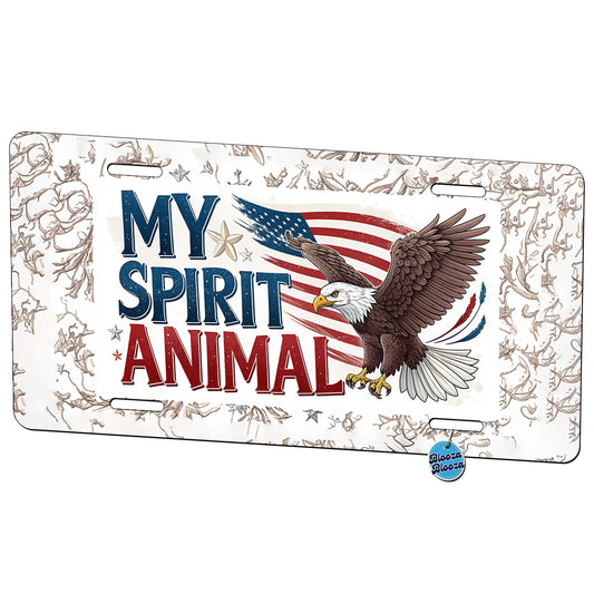 My Spirit Animal Patriotic Bald Eagle Metal Vanity Novelty Tag License Plate for Trucks Cars SUVs