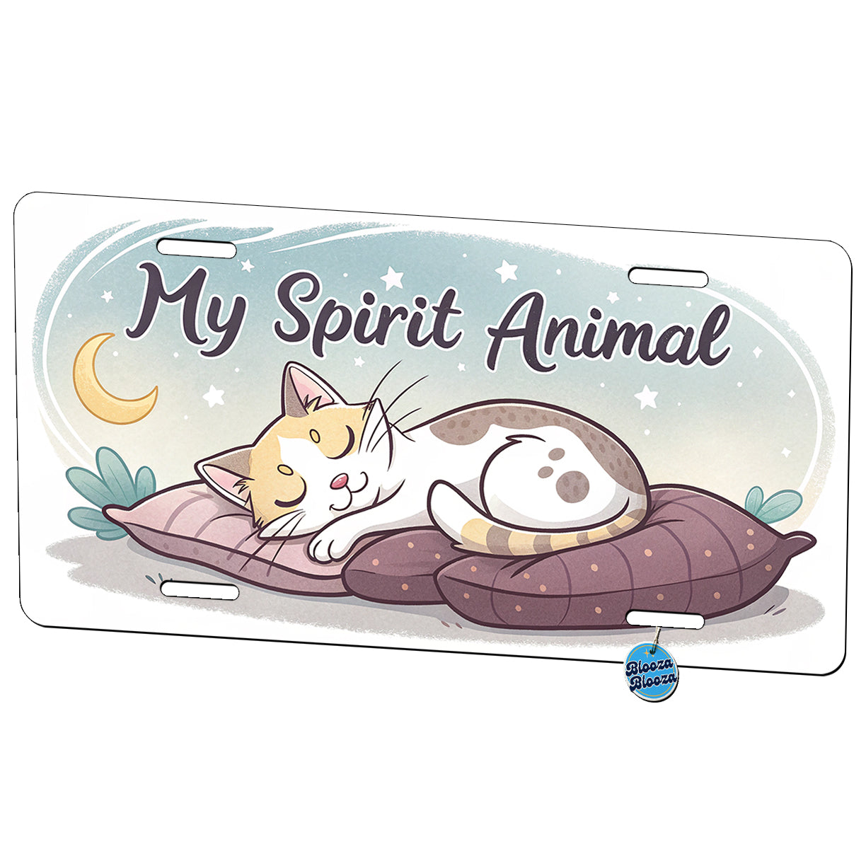 My Spirit Animal Sleeping Cat Funny Metal Vanity Novelty Tag License Plate for Trucks Cars SUVs