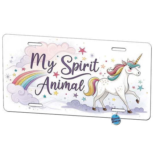 My Spirit Animal Unicorn Funny Fantasy Metal Vanity Novelty Tag License Plate for Trucks Cars SUVs