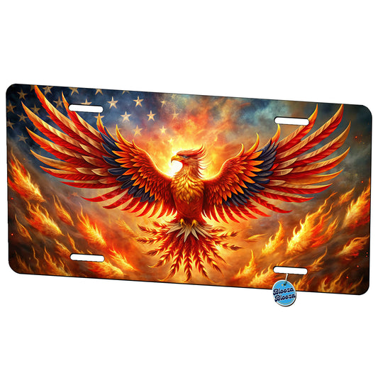 Patriotic Phoenix Rising American Flag Metal Vanity Novelty Tag License Plate for Trucks Cars SUVs