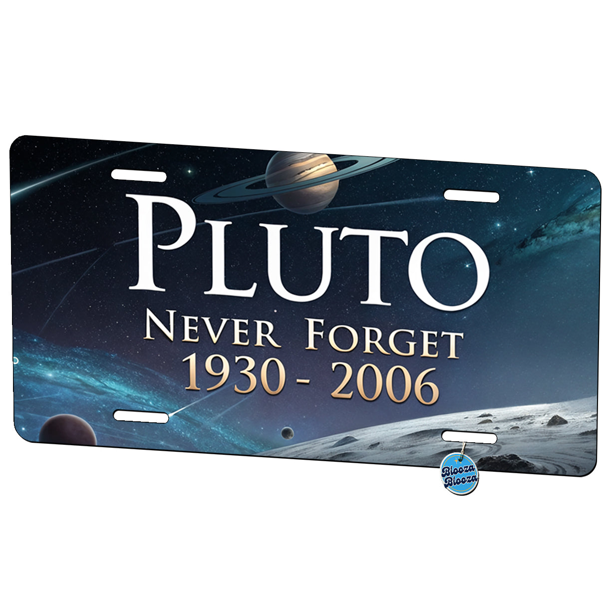 Pluto Never Forget 1930-2006 Funny Astronomy Metal Vanity Novelty Tag License Plate for Trucks Cars SUVs