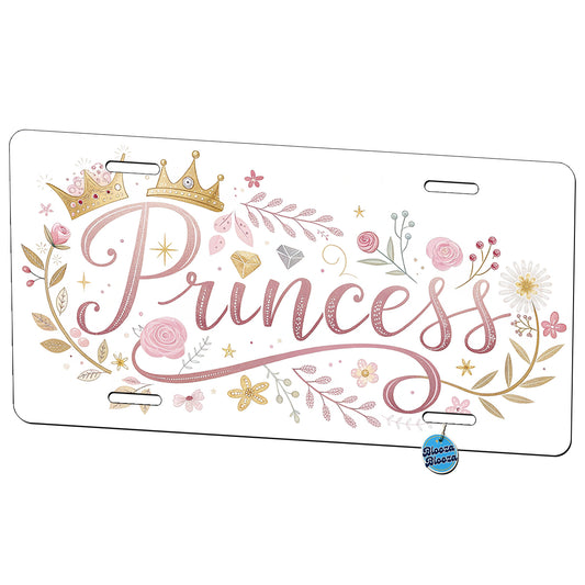 Princess Floral Cute Funny Metal Vanity Novelty Tag License Plate for Trucks Cars SUVs