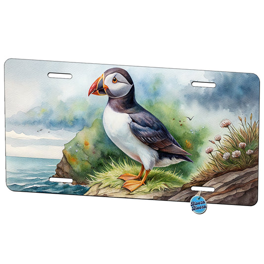 Puffin Bird Watercolor Metal Vanity Novelty Tag License Plate for Trucks Cars SUVs