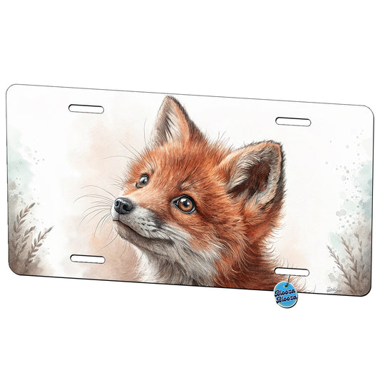 Red Fox Kit Illustration Metal Vanity Novelty Tag License Plate for Trucks Cars SUVs