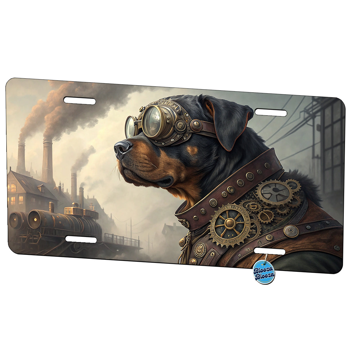 Rottweiler Dog Steampunk Metal Vanity Novelty Tag License Plate for Trucks Cars SUVs