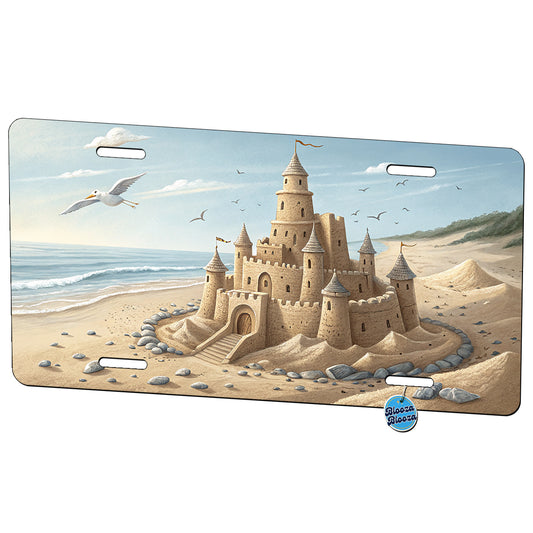 Sandcastle On Beach Metal Vanity Novelty Tag License Plate for Trucks Cars SUVs