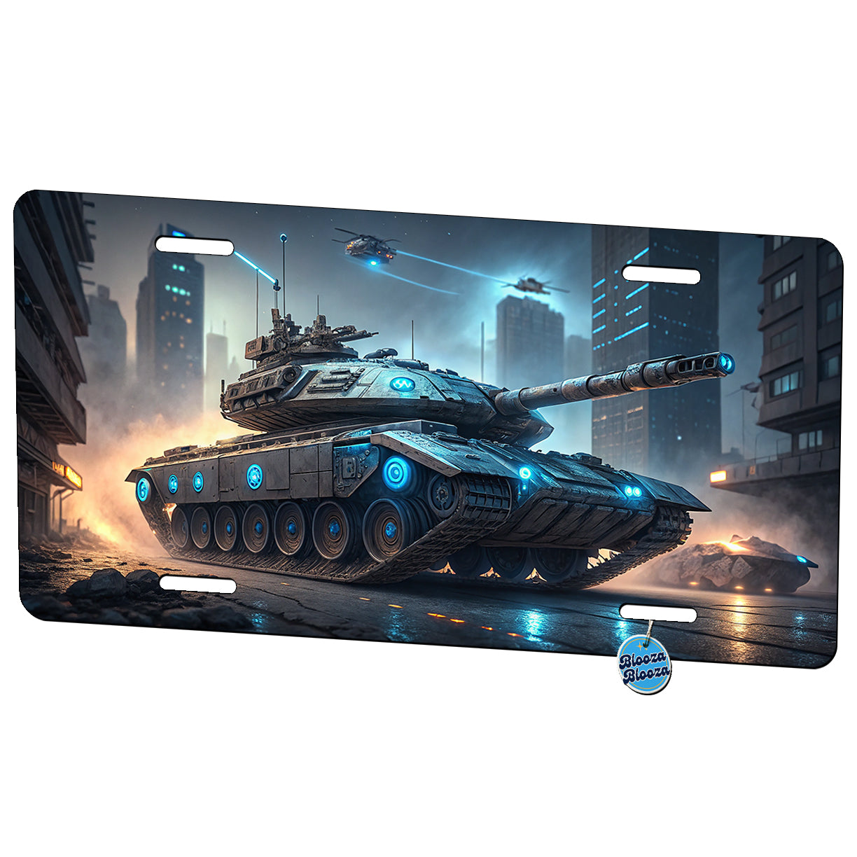 Sci-Fi Tank Urban Warfare Metal Vanity Novelty Tag License Plate for Trucks Cars SUVs