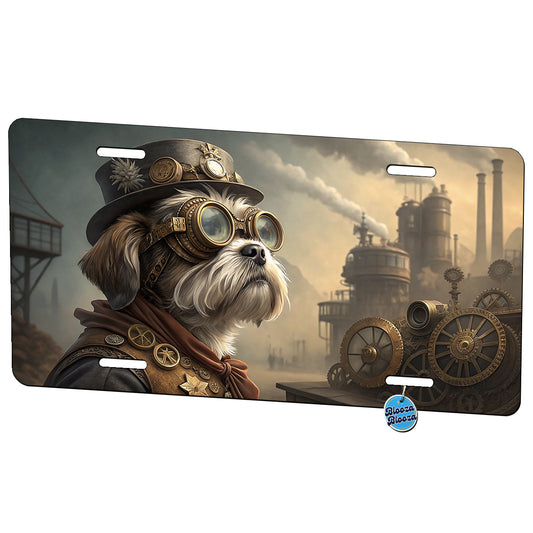 Shih Tzu Dog Steampunk Metal Vanity Novelty Tag License Plate for Trucks Cars SUVs
