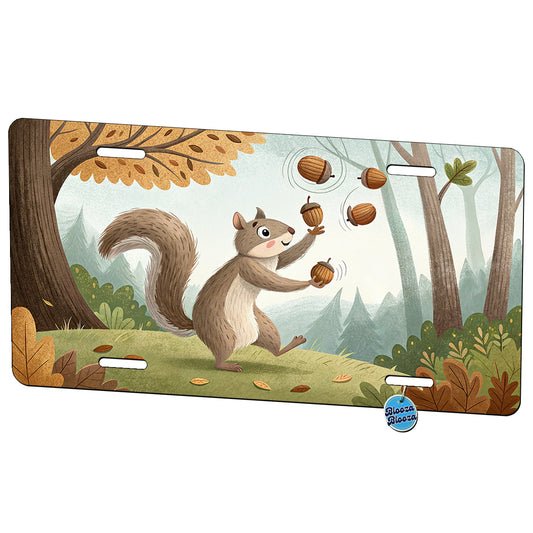 Squirrel Juggling His Acorns Nuts Metal Vanity Novelty Tag License Plate for Trucks Cars SUVs