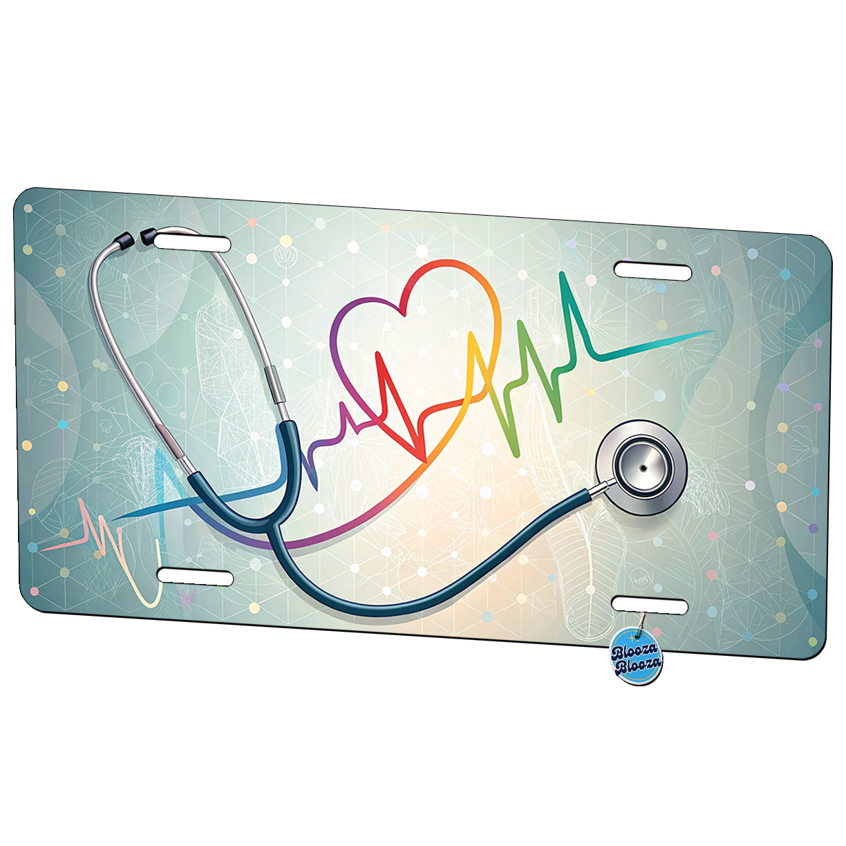 Stethoscope Heartbeat Medical Doctor Nurse EMT Metal Vanity Novelty Tag License Plate for Trucks Cars SUVs