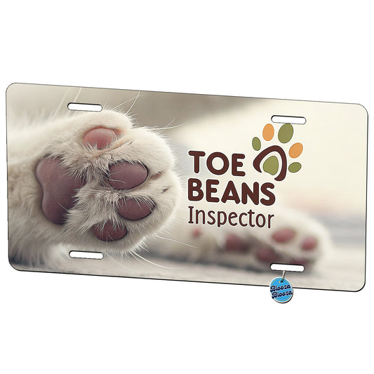 Toe Beans Inspector Cat Paw Funny Metal Vanity Novelty Tag License Plate for Trucks Cars SUVs