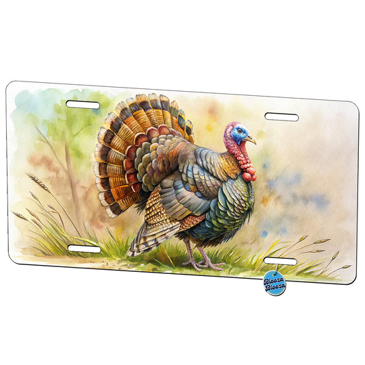 Tom Gobbler Male Turkey Watercolor Metal Vanity Novelty Tag License Plate for Trucks Cars SUVs