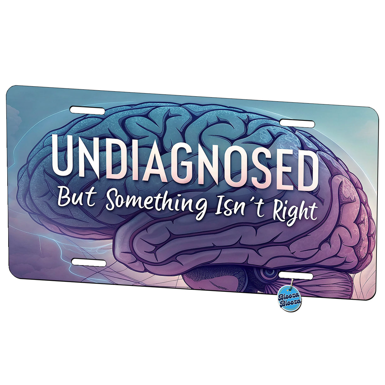Undiagnosed But Something Isn't Right Funny Brain Metal Vanity Novelty Tag License Plate for Trucks Cars SUVs